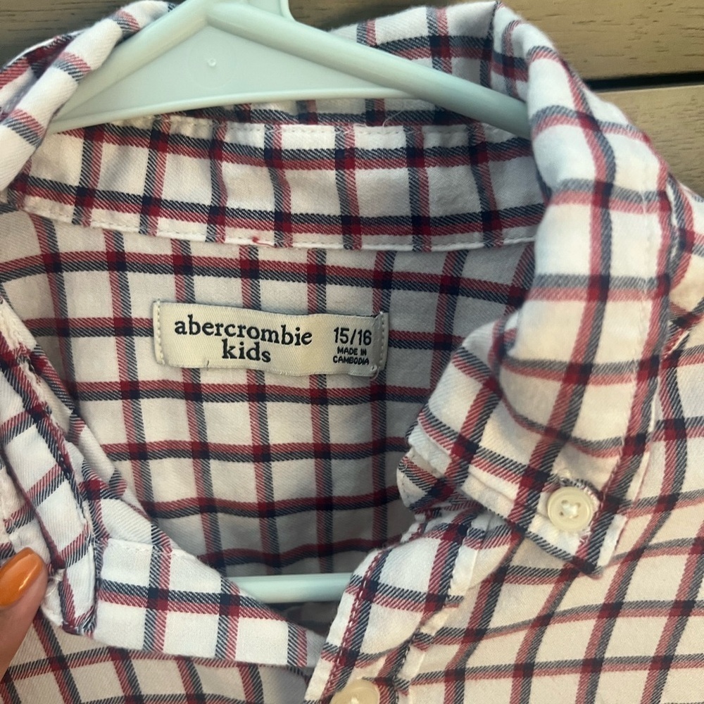 Abercrombie Kids Checkered Shirt in Red and White - Picture 2 of 6